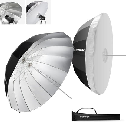 NEEWER 51"/130cm Parabolic Reflective Umbrella Photography with Silver Inner, Soft Lighting with Diffuser Cover, Bag, Quick Fold for Camera Photo Studio Video Light Shooting Monolight Flash, NS2U