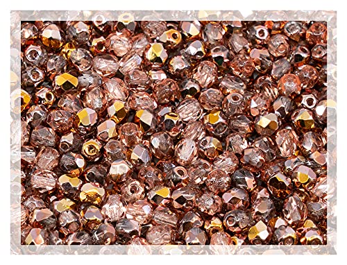 100 pcs of Faceted Fire Polished Pressed Czech Glass Beads 4mm (100 Count)