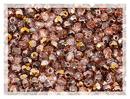 100 pcs of Faceted Fire Polished Pressed Czech Glass Beads 4mm (100 Count)