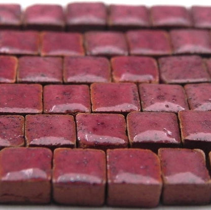 Mosaic Art Stones, Crafts for Adults, Lilliput Tiny Square Zellige Tiles 3/16inch 0.5 cm Wine red, RV01