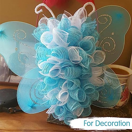 2 Rolls 10 Inch Light Blue Decorative Mesh Ribbbon Rolls (60 Foot)