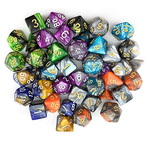 Double Colors Polyhedral Dice Sets with Pouches for D&D DND RPG MTG Dungeon and Dragons Table Board Roll Playing Games D4 D6 D8 D10 D% D12 D20
