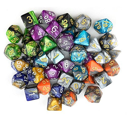 Double Colors Polyhedral Dice Sets with Pouches for D&D DND RPG MTG Dungeon and Dragons Table Board Roll Playing Games D4 D6 D8 D10 D% D12 D20