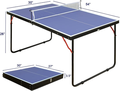 4.5FT/6FT/8FT Mid-Size Table Tennis Table Ping-Pong Table Set Foldable & Portable Table Indoor Outdoor for Family Game