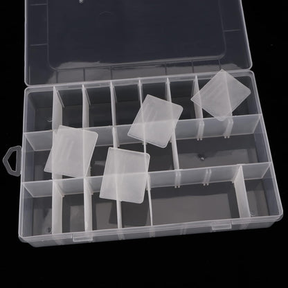 2 Pack 24 Grids Plastic Organizer Box Container Craft Storage Box with Adjustable Dividers for Beads Jewelry Fishing Tackles, Clear