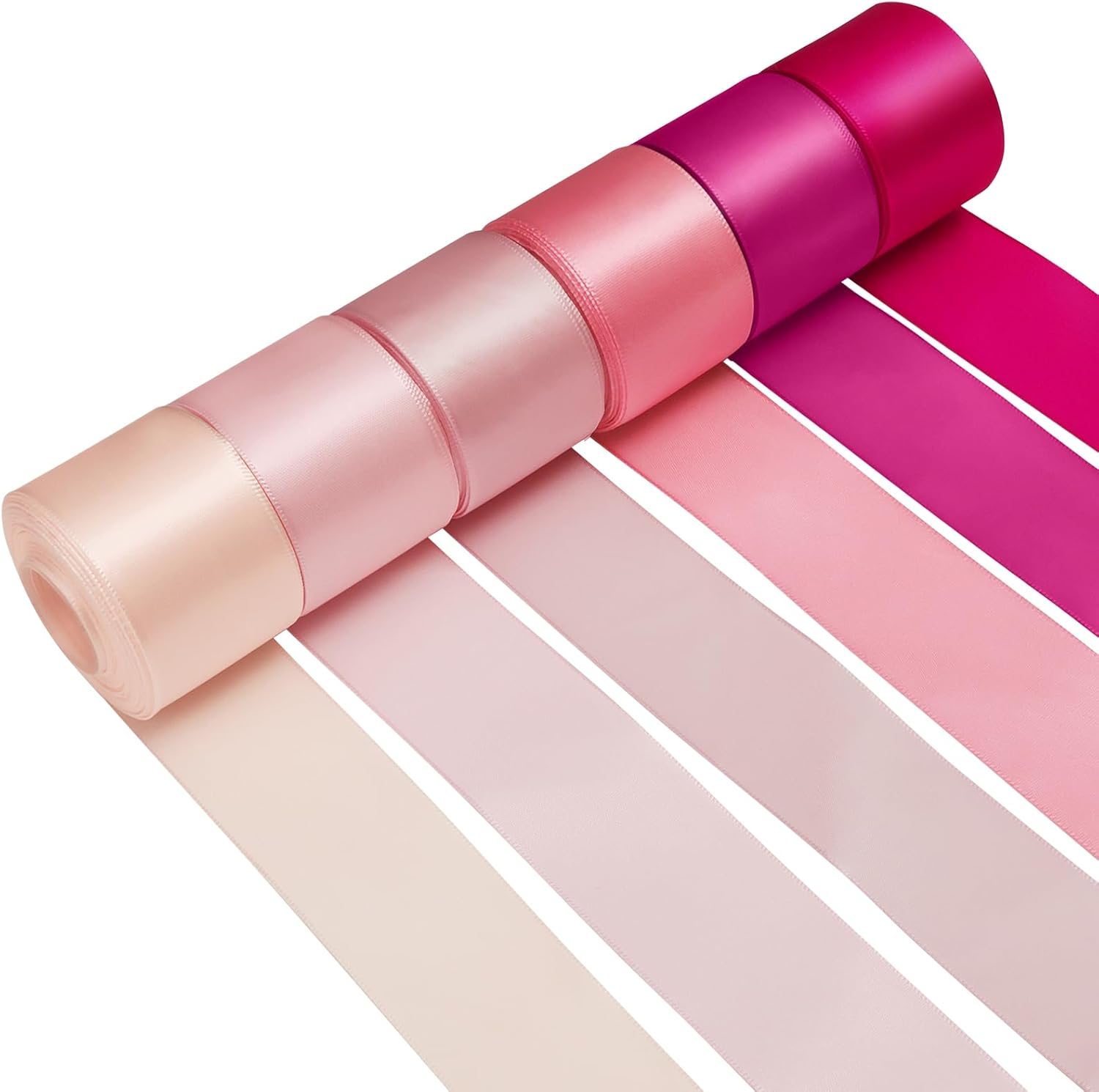 1-1/2 Inch Pink Satin Ribbons for Crafts, 6 Rolls Single-Faced Pink Assorted Ribbons for Gift Wrapping Flower Bouquet Wedding Invitations Bridal Shower Hair Bows Garland Party Decor - Crafty Corner