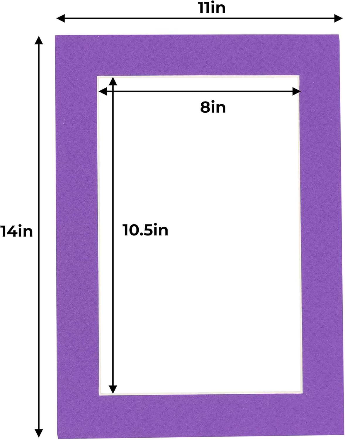 11x14 Mat for 8.5x11 Photo - Precut Purple Picture Matboard for Frames Measuring 11 x 14 Inches - Bevel Cut Matte to Display Art 8.5 x 11 Inches - Acid Free ONE MAT with Backing Board & Clear Bag