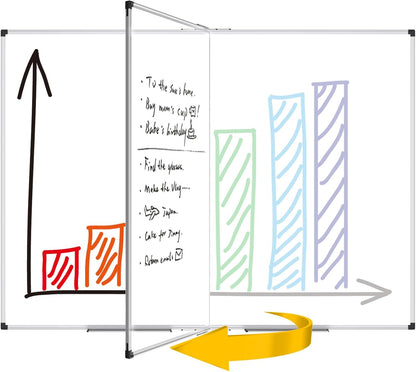 XBoard Dry Erase Board 60 x 48 Inch | Foldable Magnetic White Board for Wall with Marker Tray 5' x 4' | Aluminum Frame Folding Message Presentation Board