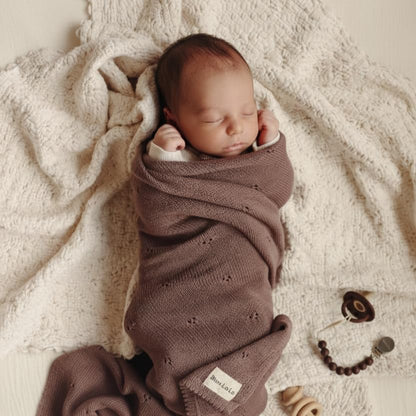 100% Luxury Organic Cotton Pointelle Knit Baby Blanket