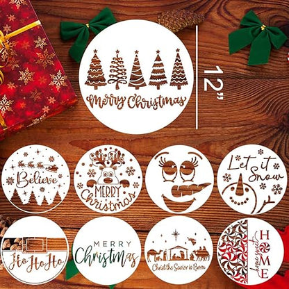 Christmas Stencils for Painting on Wood 12" Reusable Christmas Stencil (9 Count)