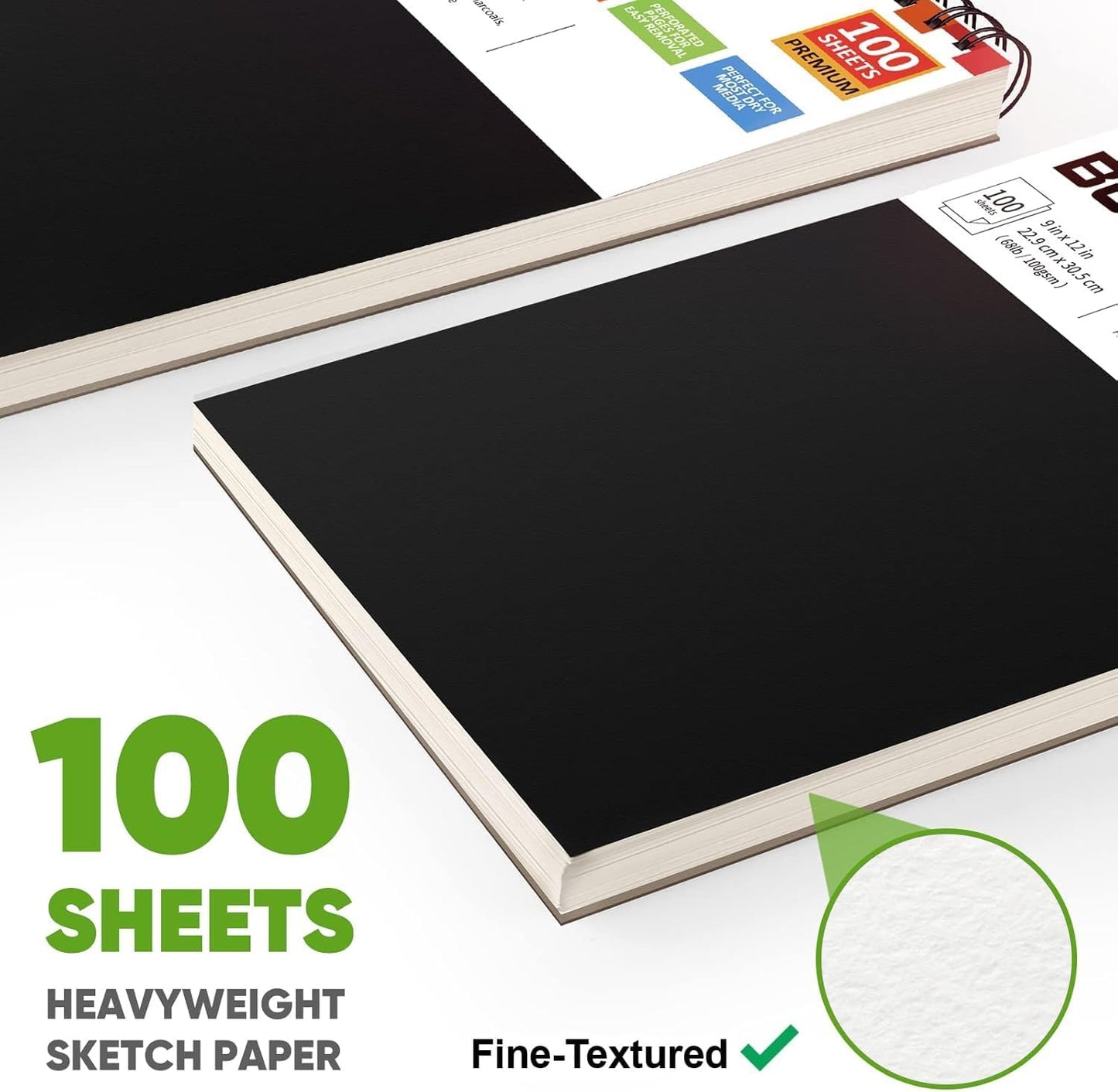 Soucolor 9" x 12" Sketch Book, 1-Pack 100 Sheets Spiral Bound Art Sketchbook, (68lb/100gsm) Acid Free Artist Drawing Book Paper Painting Drawing Writing Sketching Pad for Kids Adult Teens Girls Boys - Crafty Corner