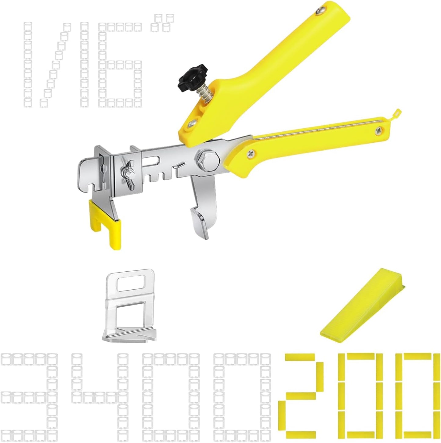 Storystore Tile Leveling System with Tile Pliers - 3400 Piece Tile Spacers Clips and 200 Piece Reusable Wedges, 1/16 Inch Tile Installation Tools Kit