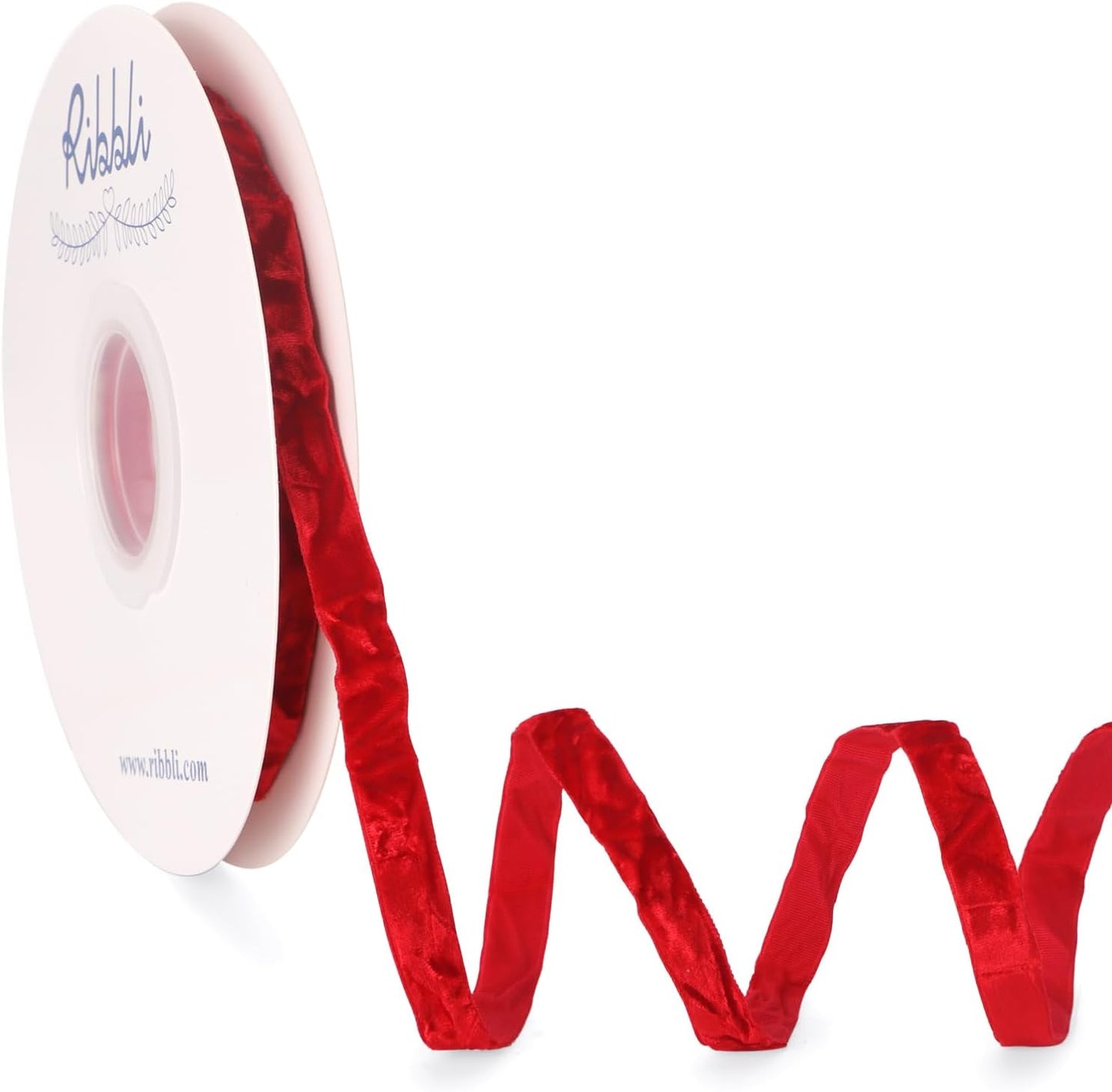 Ribbli Red Velvet Ribbon 3/8 Inches Luxury Crinkled Red Christmas Ribbon for Gift Wrapping Crafts Home Decor-Continuous 10 Yard - Crafty Corner