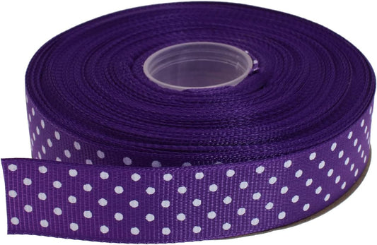 Polka Dot Grosgrain Ribbon 25 Yard Each Roll 100% Polyester (3/4", Purple) - Crafty Corner