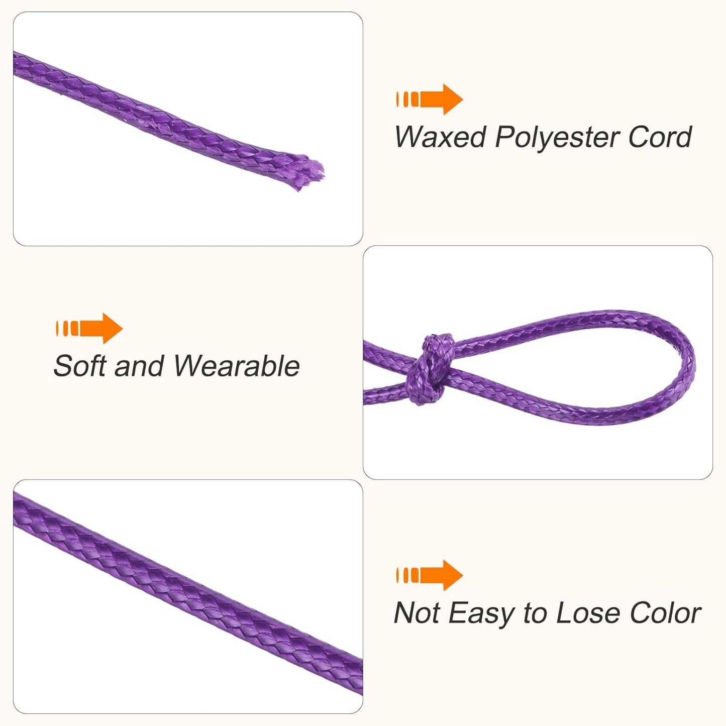 MECCANIXITY Waxed Polyester Cord 2mm 98 Yard Dark Purple