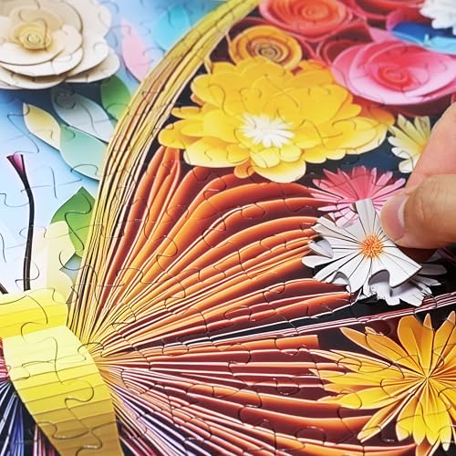 Colorful Vibrant Flower Butterfly 500 Pieces Large Format Jigsaw Puzzle