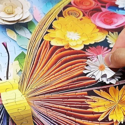 Colorful Vibrant Flower Butterfly 500 Pieces Large Format Jigsaw Puzzle