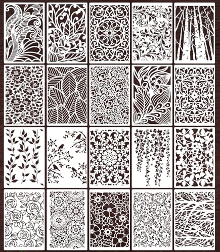 Stencils for Crafts Reusable Texture Stencils for Painting 12"x8" (20 Count)