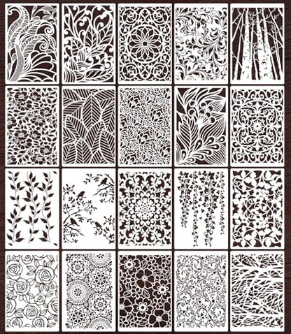 Stencils for Crafts Reusable Texture Stencils for Painting 12"x8" (20 Count)