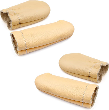 2 Pairs Leather Finger Protector Needle Felting Knitting Finger Thimble Guards Tools for Hand Craft Sewing Needlework Handmaking(Random Color)