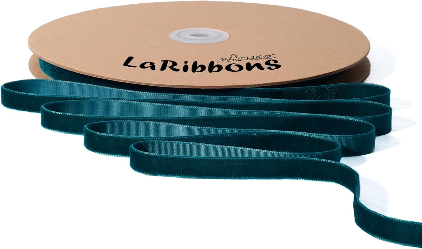 LaRibbons Thin Velvet Ribbon 3/8 Inch x 25 Yards, Dark Blue Velvet Ribbon for Christmas Tree, Gift Wrapping, Wreath Bow, Outdoor Decoration - Crafty Corner