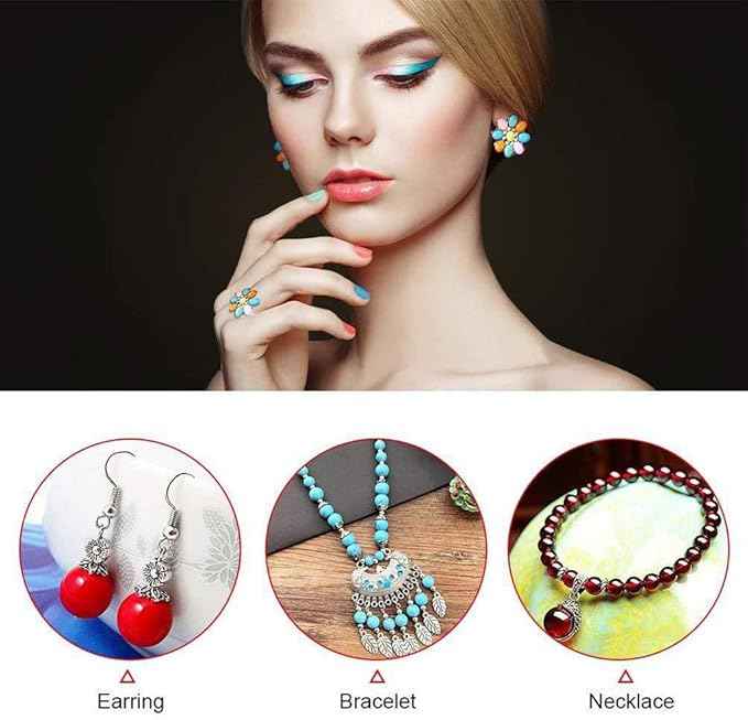DIY Bracelet Necklace Material Acrylic Beads Glass Beads Set OP0337 1960 Pieces Jewelry Making Supplies with Beads Findings Pliers Beading Wire