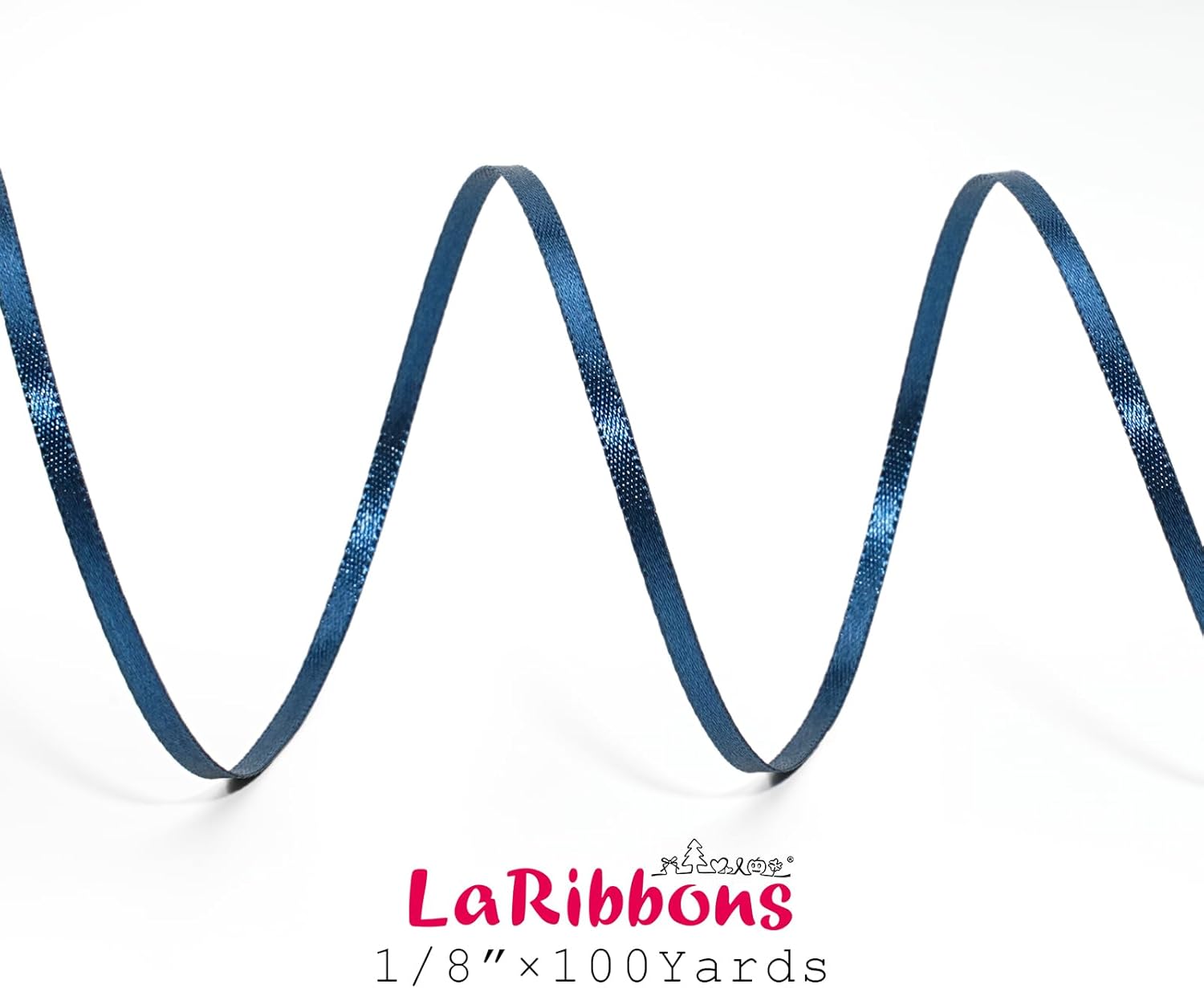 LaRibbons Navy Satin Ribbon 1/8 Inch 100 Yards Thin Luxury Double Faced Blue Silk Ribbon for Flower Bouquet Crafts Gift Wrapping Wedding Bow Decoration - Crafty Corner