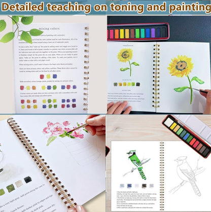 Watercolor Workbooks, Beginner Watercolor Painting Kit – 12 Colors Paint Set with Brush - Crafty Corner