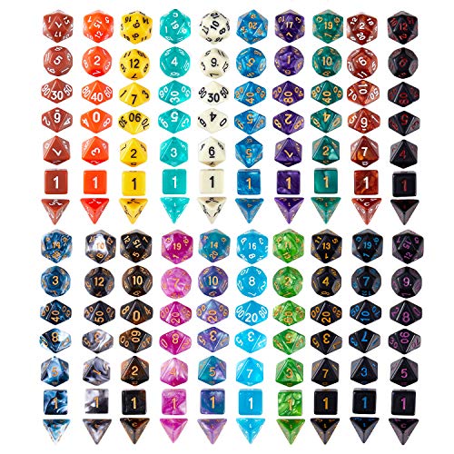 20 Set DND Polyhedral Dice with Storage Pouch (20 Count)