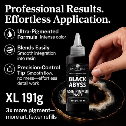 BALTIC DAY Black Abyss Epoxy Resin Pigment Paste XL (191g/6.7oz) – Opaque Epoxy Dye & High Concentration Coloring Paste, Mica Powder Alternative for Resin Art, Jewelry, Tumblers, River Tables & Crafts
