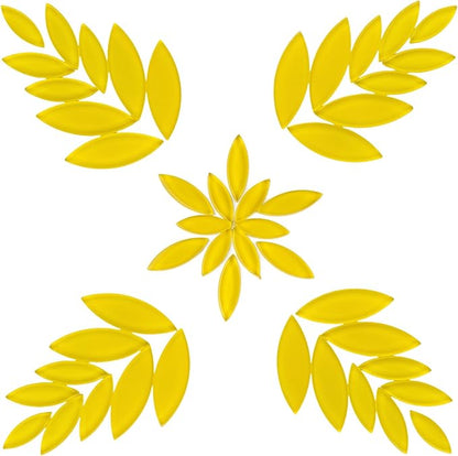 Youway Style Yellow Leaf Mosaic Tiles for Crafts Bulk,200g Petal Mosaic Glass Pieces,Flower Glass Tiles for Christmas Mosaic Decorations,Garden Mosaic Supplies Kit