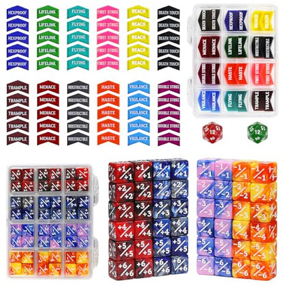 110PCS MTG Keywords Tokens & 12mm Dice Counter for Magic The Gatering (110 Count)