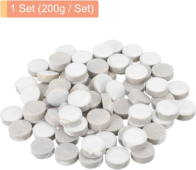 MECCANIXITY 200g Ceramic Mosaic Tiles for Crafts Bulk, Round White Ceramic Tiles for Mosaic Kits Garden Stepping Stone Cup Mat