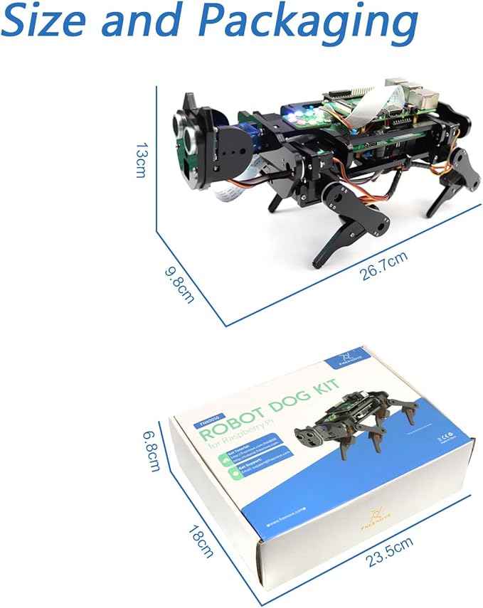 FREENOVE Robot Dog Kit for Raspberry Pi 5 4 B 3 B+ Zero 2 W, Walking, Self Balancing, Face Recognition, Ball Tracing, Ultrasonic Ranging, App Control, Camera, Servo (Raspberry Pi NOT Included)