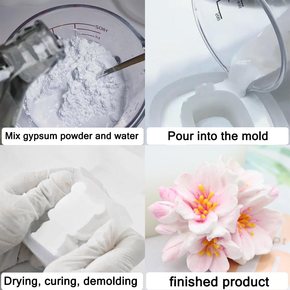 3D Cherry Blossom Candle Mold Scented Candles Flower Silicone Molds for Resin DIY Epoxy Gypsum Crafts Handmade Soap Candle Making Supplies Chocolate Pastry Fondant Cake Decoration Floral Silicone Mold