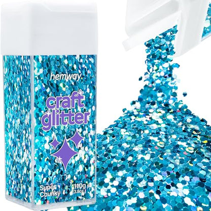Craft Glitter Shaker Ocean Blue Holographic 110g Super Chunky (3.9 Ounce)