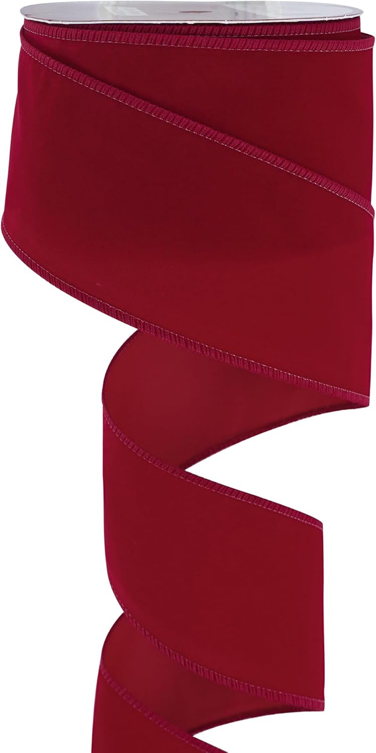 MEEDEE Red Velvet Ribbon - 2.5 Inch Wide, Wired, 25 Yards Spool - Velvet Christmas Ribbon for Tree, Wreaths, Bows - Crafty Corner