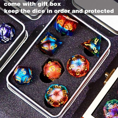 Gradual Magic Red Moon Liquid Core DND Dice Sets for Role Playing Games