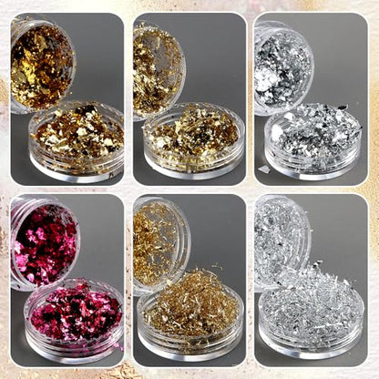 6 Bottles Holographic Nail Glitter Foils