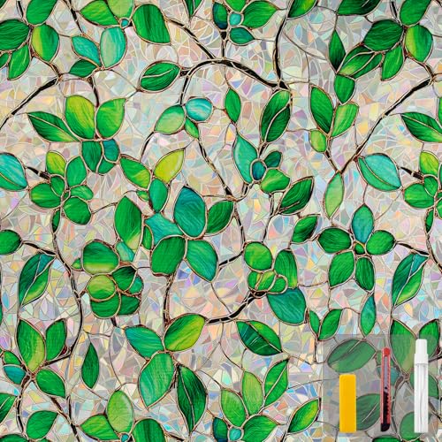 Window Privacy Film with Installation Tools Home Decorative Colored Glass Window Stickers Reusable electrostatic Rainbow Stickers