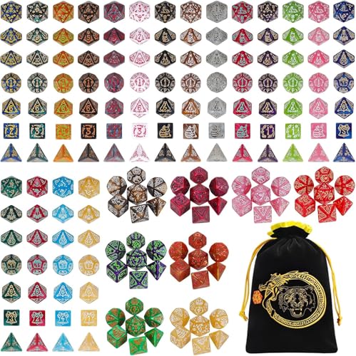 Holiday Theme Polyhedral Role Playing Dice with Pouch (182 Count)