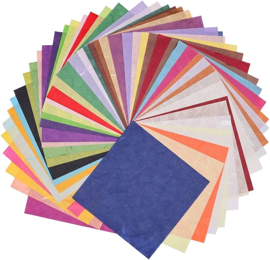50 Colors 50 Sheets 6 x 6 Inches Natural Fiber Mulberry Tree Square Origami Paper Arts Folding Craft, Decoration Paper, Writing Painting Square Folding Paper for DIY Crafts (Mixed Color, 6"x6") - Crafty Corner