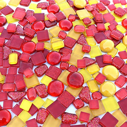 Assorted Orange Red Irregular Crystal Mosaic Tiles (9 Ounce)