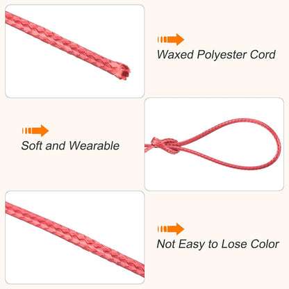 MECCANIXITY Waxed Cord 1.5mm Waxed Polyester Cord 175 Yard Wax String for Bracelet Making,Necklaces, Beading,Jewelry Making and DIY Crafts(Light Red)