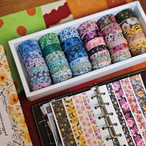 42 Roll Floral Thin Washi Tape Sticker Set 3 Meters per Roll