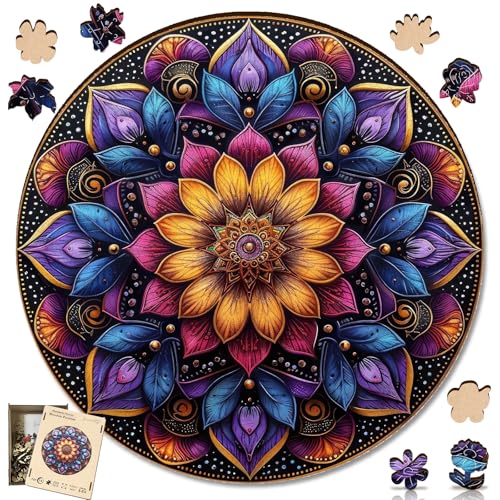 Wooden Puzzles for Adults Purple Mandala 200 Pieces Jigsaw Puzzle (200 Count)