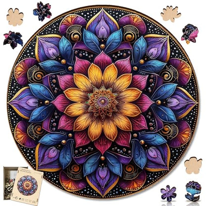 Wooden Puzzles for Adults Purple Mandala 200 Pieces Jigsaw Puzzle (200 Count)