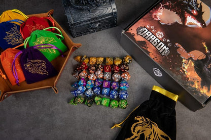 DND Dice Set 42 Pcs Polyhedral Dungeons and Dragons Rolling Dice for D&D RPG MTG Table Games Dice Bulk with Colorful Drawstring Bags and Dice Tray (Double-Color)