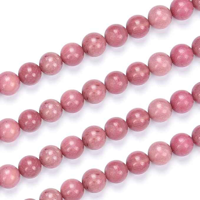 60pcs Adabele Natural Grade A Pink Rhodonite Healing Gemstone 6mm (0.24 inch) Round Loose Beads Gem Stone Spacer for Craft Jewelry Making GF34-6