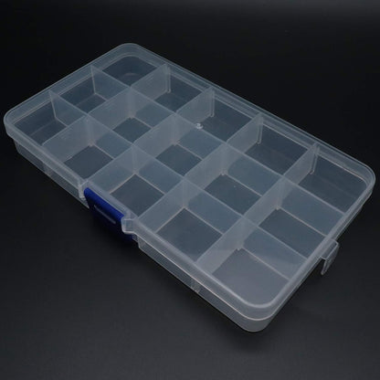Xiaoyztan Clear Plastic Organizer, 15 Small Grids with Adjustable Dividers, Jewelry Box Bead Storage Container for Small Parts, Fishing Tackle, DIY Crafts, and Earrings, 2Pcs